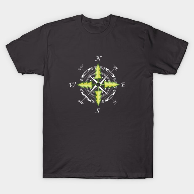 outdoor adventure compass (white) T-Shirt by jpforrest